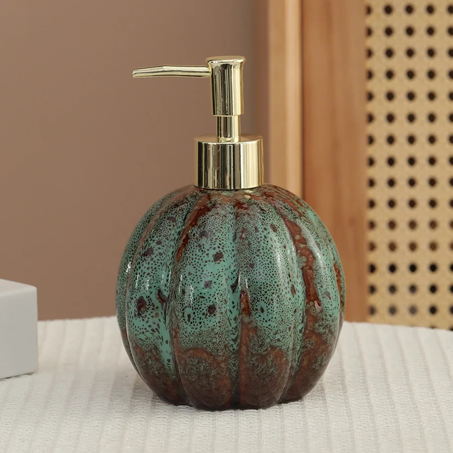 soap dispenser Pumpkin ceramic hand sanitizer bottle shampoo and shower gel press and dispense bottle     decoration   dispenser