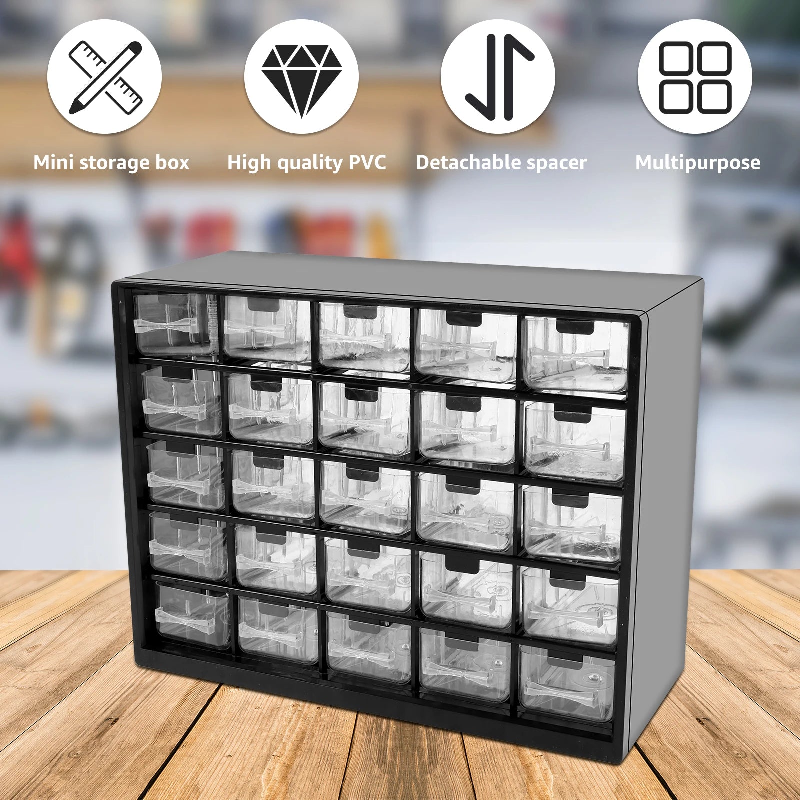 25 Drawers Stackable Storage Cabinet Tool Parts Storage Clear Organizer with Drawers Table Drawer Organizer For Screw Nut Nails