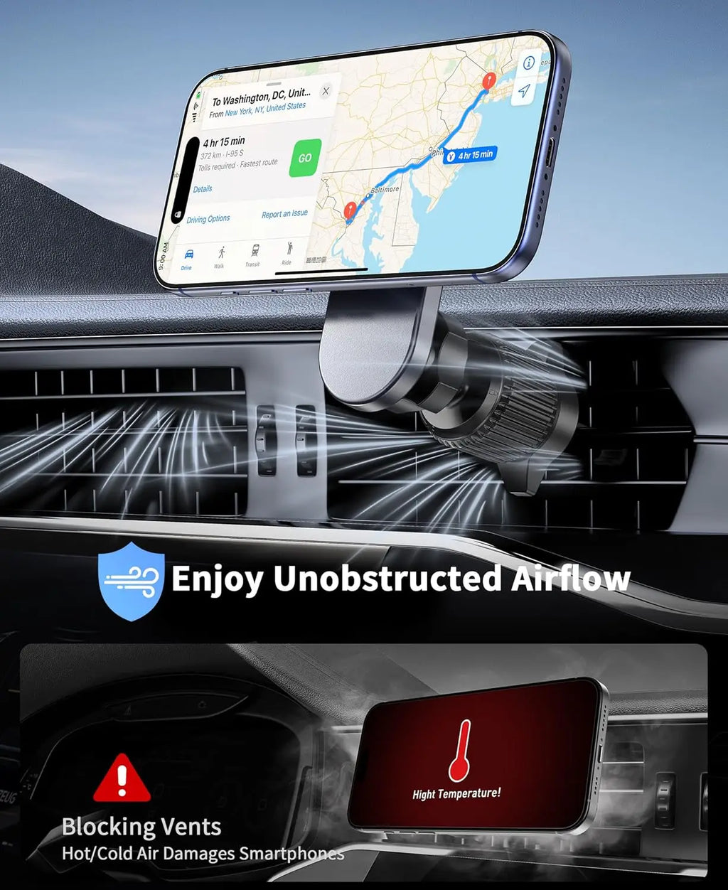 25W Magnetic Wireless Charger with Cooling Fan for iPhone 17/16/15/14/13/12 Car Vent Phone Holder Mount with 63W Cars Chargers