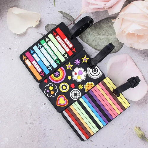 1PCS Geometric Soft Silicone Luggage Tags Suitcase ID Addres Name Holder Baggage Tag Label Travel Accessories Luggage Tags