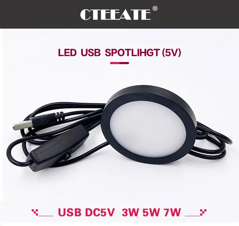 USB 5V LED Under Cabinet Light 5W 3W 7W Mini Spotlight Jewelry Display Showcase Wardrobe Surfaced Mounted Ceiling lamp downlight