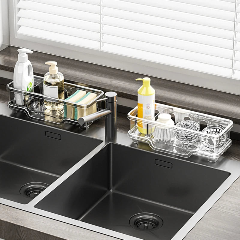 1Pcs Kitchen Sink Caddy Organizer Sink Dish Sponge Holder Drain Rack Kitchen Bathroom Shampoo Soap Storage Shelf
