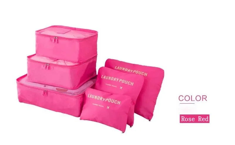 6 PCS Travel Storage Bag Multifunction Packing Cube Bag Travel Kit Set for Women Clothes Tidy Organizer Wardrobe Suitcase Pouch