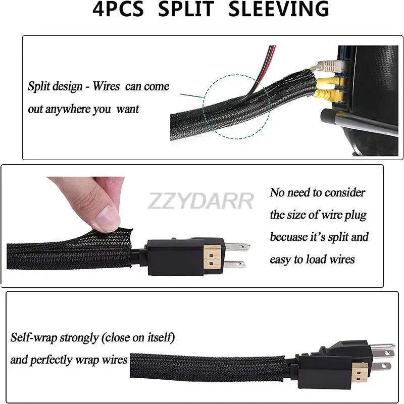 186/188 PCS Cable Organizer Kit With 10 Cable Holder 4 Wire Organizer Sleeve 40 Cord Clips Roll Cable Organizer Straps for Home