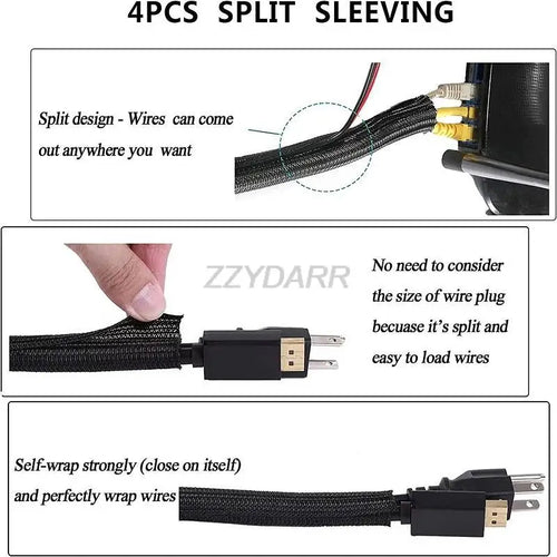 186/188 PCS Cable Organizer Kit With 10 Cable Holder 4 Wire Organizer Sleeve 40 Cord Clips Roll Cable Organizer Straps for Home
