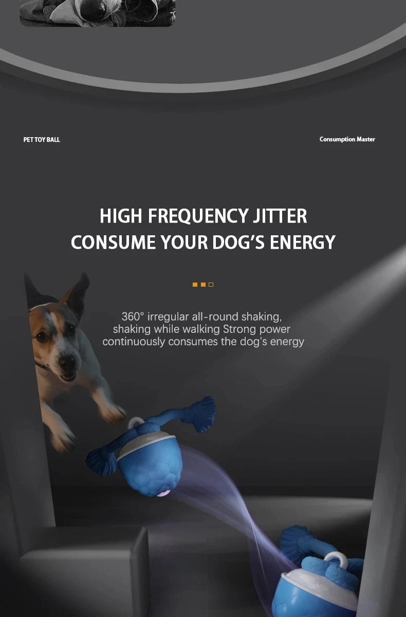 Intelligent rolling interactive dog toy ball Automatically moves and can emit barking sounds Puppy Chew Toys Knot Rope