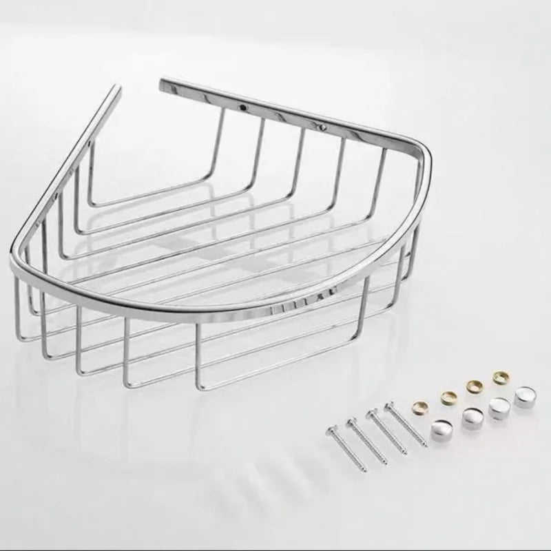 304 Stainless Steel Bathroom Shelf Triangle Shower Corner Basket 1-2 Layer Storage Rack for Shampoo Cosmetics Silver Organizer
