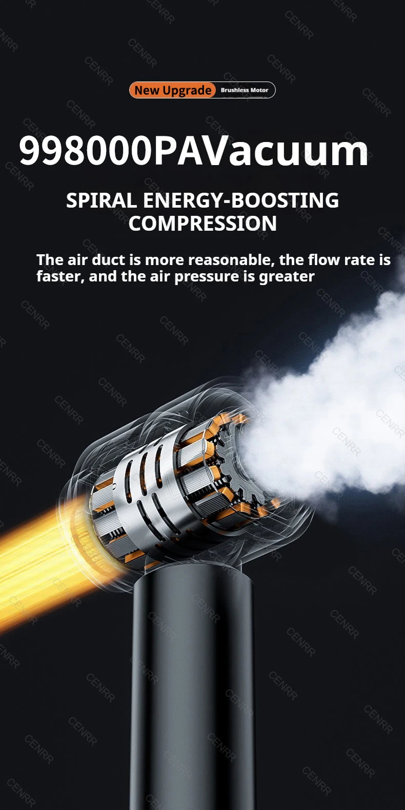 Mini Car Vacuum Cleaner Strong Scution Cordless 998000PA Powerful Wireless Car Cleaner HandHeld Portable Vacuum Cleaner for Car