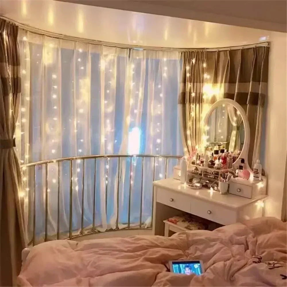 USB String Lights Holiday Wedding Light Garland Lights for Bedroom Remote Control Curtain LED Christmas Decor 100/200/300/600LED