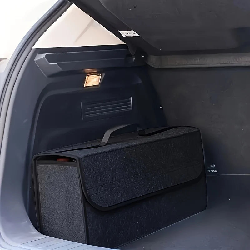 1 Car Trunk Organizer Box,Foldable Storage Bag with Compartments For SUVs,Sedans,Trucks-Durable Fabric Car Interior Accessories
