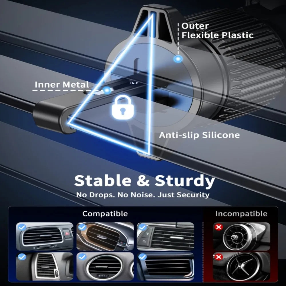 25W Magnetic Wireless Charger with Cooling Fan for iPhone 17/16/15/14/13/12 Car Vent Phone Holder Mount with 63W Cars Chargers