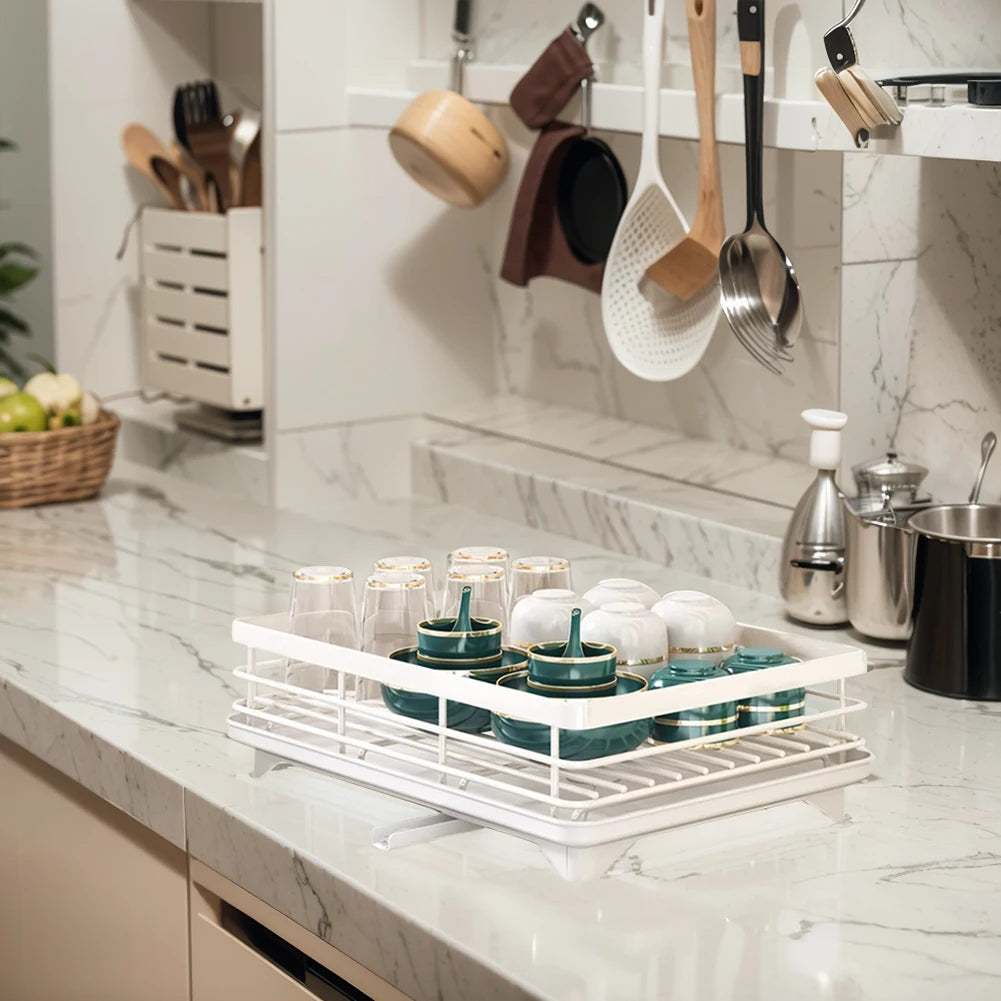 Sink Organizer Dish Racks with Drainboard Dish Strainer Shelf Carbon Steel Dish Rack for Kitchen Storage Counter Organizer