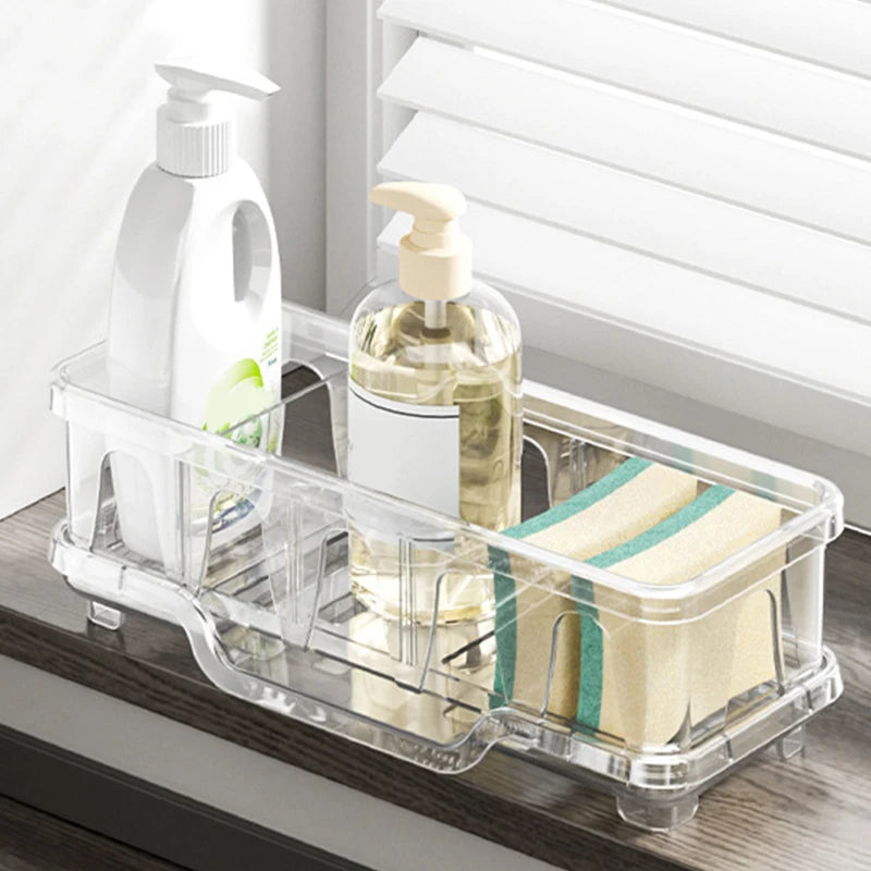 1Pcs Kitchen Sink Caddy Organizer Sink Dish Sponge Holder Drain Rack Kitchen Bathroom Shampoo Soap Storage Shelf