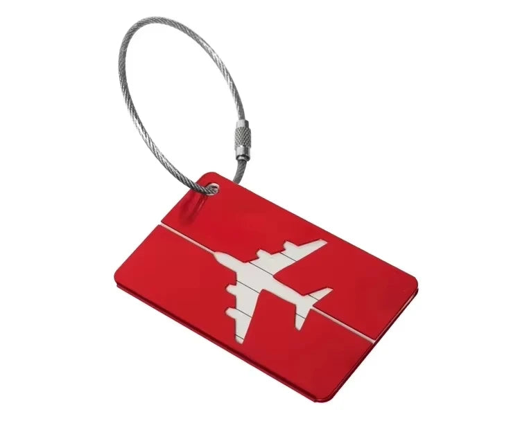 Pack Etiquetas de Maleta Aluminio — Diseño Antirrobo con Anilla de Acero