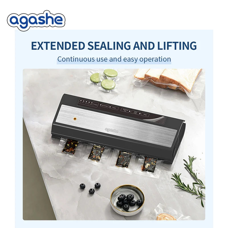 Vacuum Sealer with 10 bags, Home Kitchen Food Preservation, Automatic Sealing and Packaging Machine, Suitable for 28cm wide bag