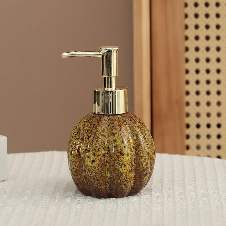 soap dispenser Pumpkin ceramic hand sanitizer bottle shampoo and shower gel press and dispense bottle     decoration   dispenser