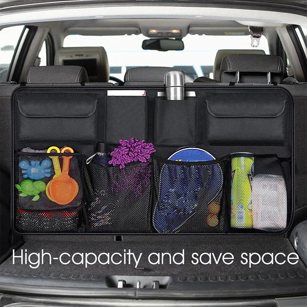 Car Trunk Organizer Adjustable Backseat Storage Bag Net High Capacity Multi-use Oxford Automobile Seat Back Organizers Universal