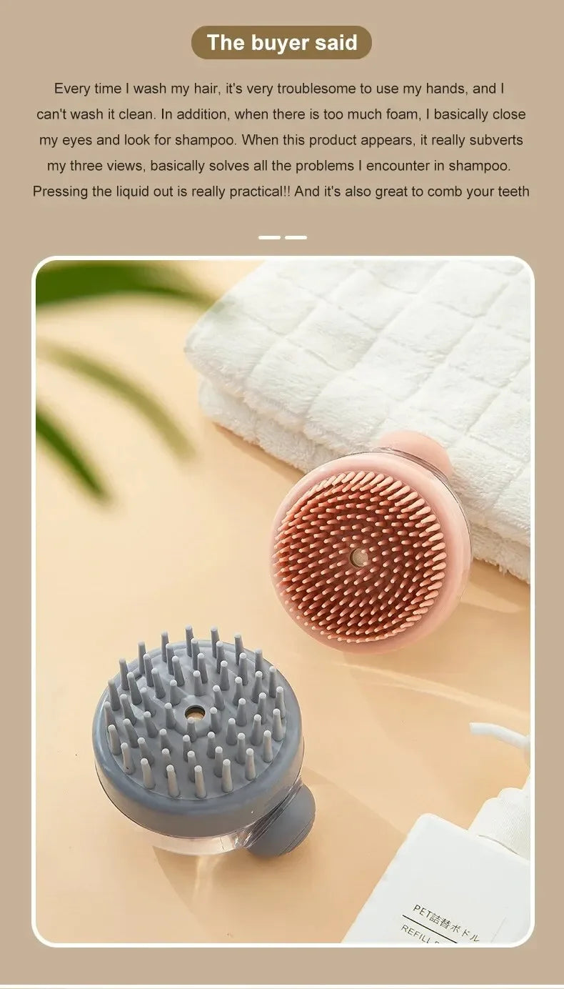 Dog Shower Brush Pet Dog Grooming Massage Bath Cleaning Brush with Shampoo Dispenser for Long Hair Dogs and Cats Shower