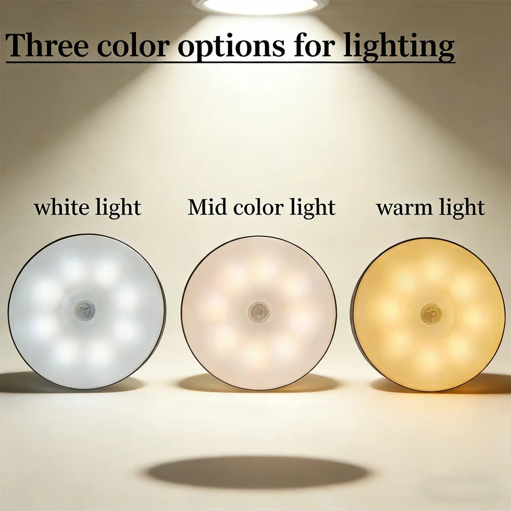 LED Motion Sensor Night Light: USB Rechargeable, Magnetic Base – For Kitchen, Bedroom, Stairs & Wall Lighting