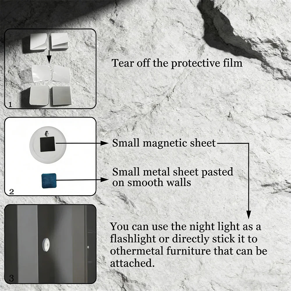 LED Motion Sensor Night Light: USB Rechargeable, Magnetic Base – For Kitchen, Bedroom, Stairs & Wall Lighting