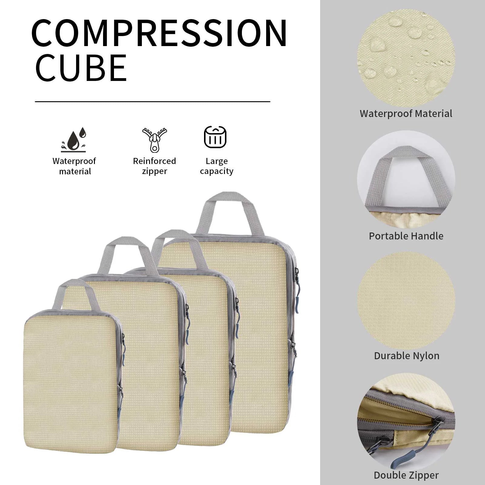 5 Set/6 Set Compressible Packing Cubes Travel Storage Bag Portable Large Capacity Waterproof Suitcase Handbag Luggage Organizer