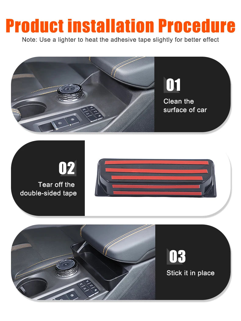 Car Center Console Organizer Tray For Ford Ranger 2023 2024 2025 Interior Accessories Armrest Box Front Storage Box