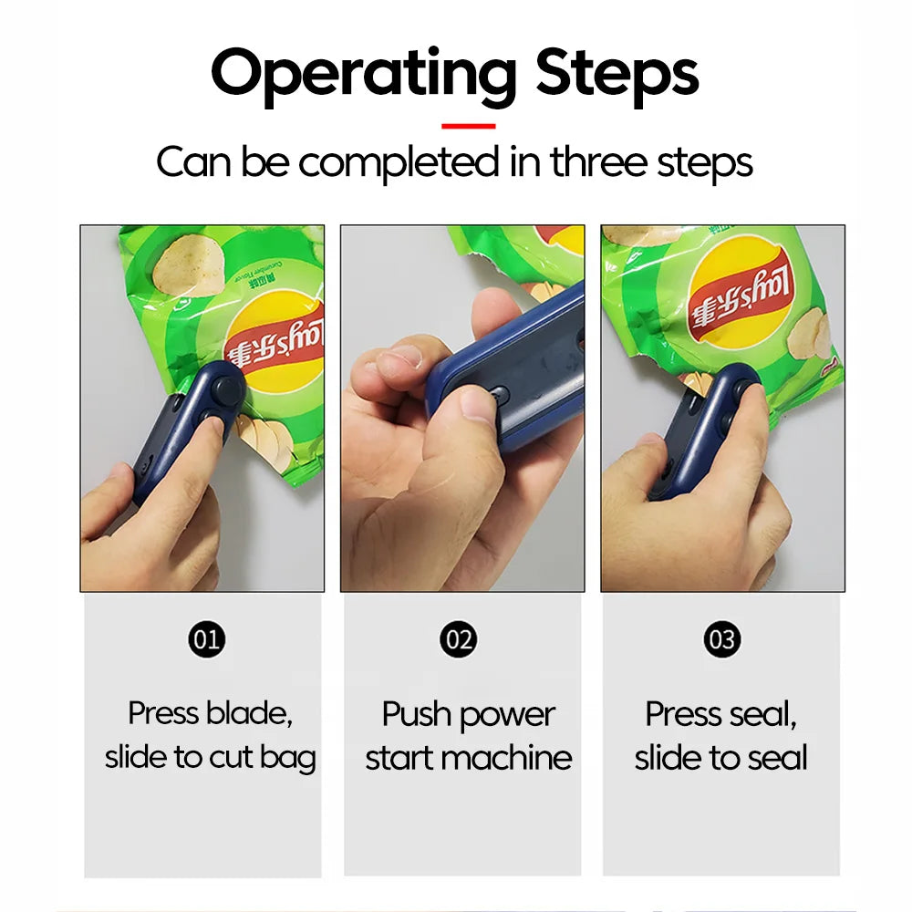 Mini Portable Bag Sealer Electric Mini Heat Bag Sealing Plastic Food Sealer Clip Bag Handheld Sealer Food Packaging Heat Sealer