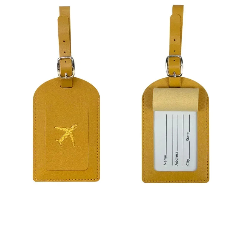 Luggage Tag Women Men PU Leather Travel Suitcases Identifier Label Baggage Boarding Bag Tags Name ID Address Holder Accessories