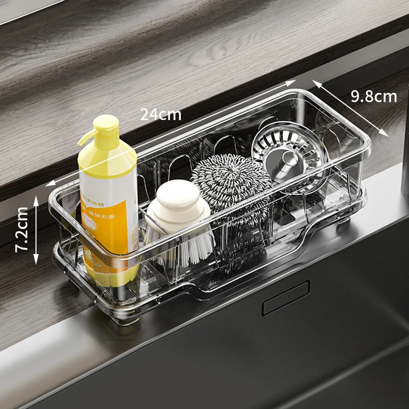 1Pcs Kitchen Sink Caddy Organizer Sink Dish Sponge Holder Drain Rack Kitchen Bathroom Shampoo Soap Storage Shelf