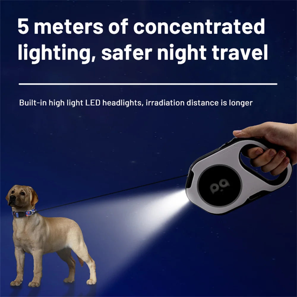 5M Automatic Retractable Big Dog Leash for Medium Large Dogs LED Lighting Durable Pet Walking Nylon Lead Rope mascotas Leashes