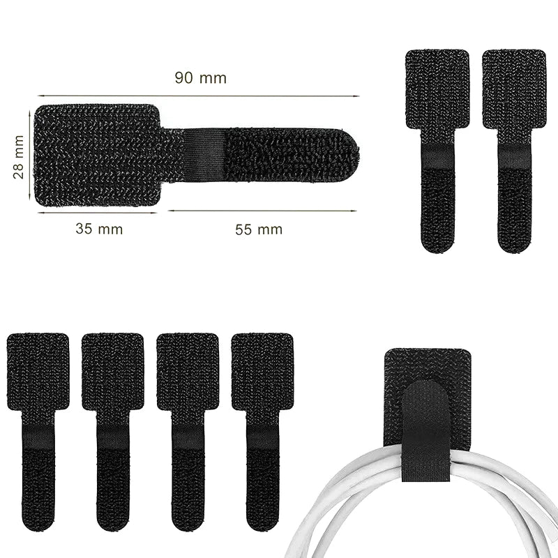 10pcs Reusable Cable Organizer Desk Wire Cable Tie Organizer Self Adhesive Cord Rope Holders Cord Protection Straps