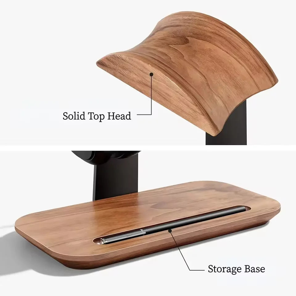Headphone Stand, Wood Headset Stand for Desk, Universal Headphone Holder with Storage Base for Gaming, Airpod max, Bose,Razer