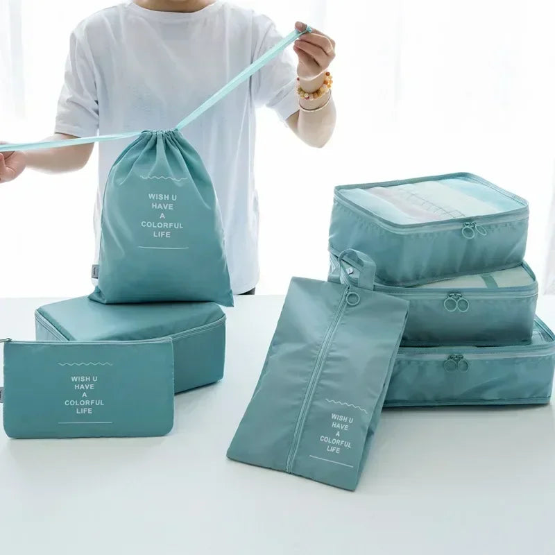 7 PCS Travel Storage Bags Set Suitcase Organizer Luggage Packing Set Cube Bag Portable Waterproof Travel Clothes Shoe Tidy Pouch