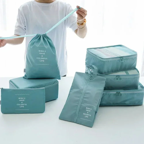 7 PCS Travel Storage Bags Set Suitcase Organizer Luggage Packing Set Cube Bag Portable Waterproof Travel Clothes Shoe Tidy Pouch