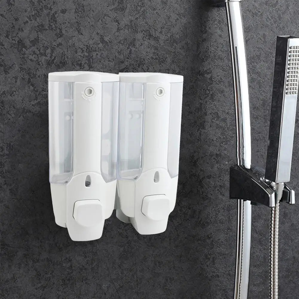 350ml Soap Dispenser 1/2 Chamber Wall-Mounted Manual Shower Dispenser With Large Capacity Shampoo Conditioner Bathroom Accessory
