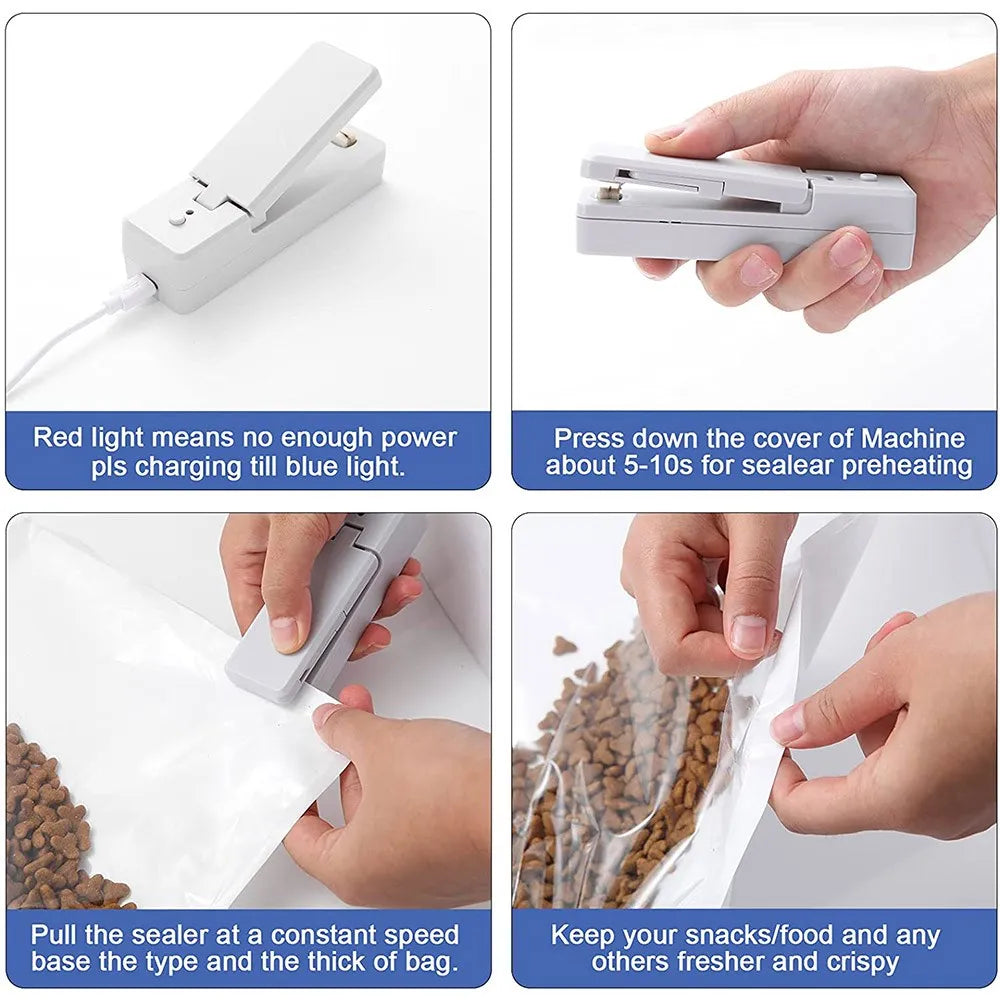 Rechargeable Plastic Package Sealer, Mini Close Bags Portable Sealing Machine, Heat Thermal Bag Sealer, Storage Food, Kitchen
