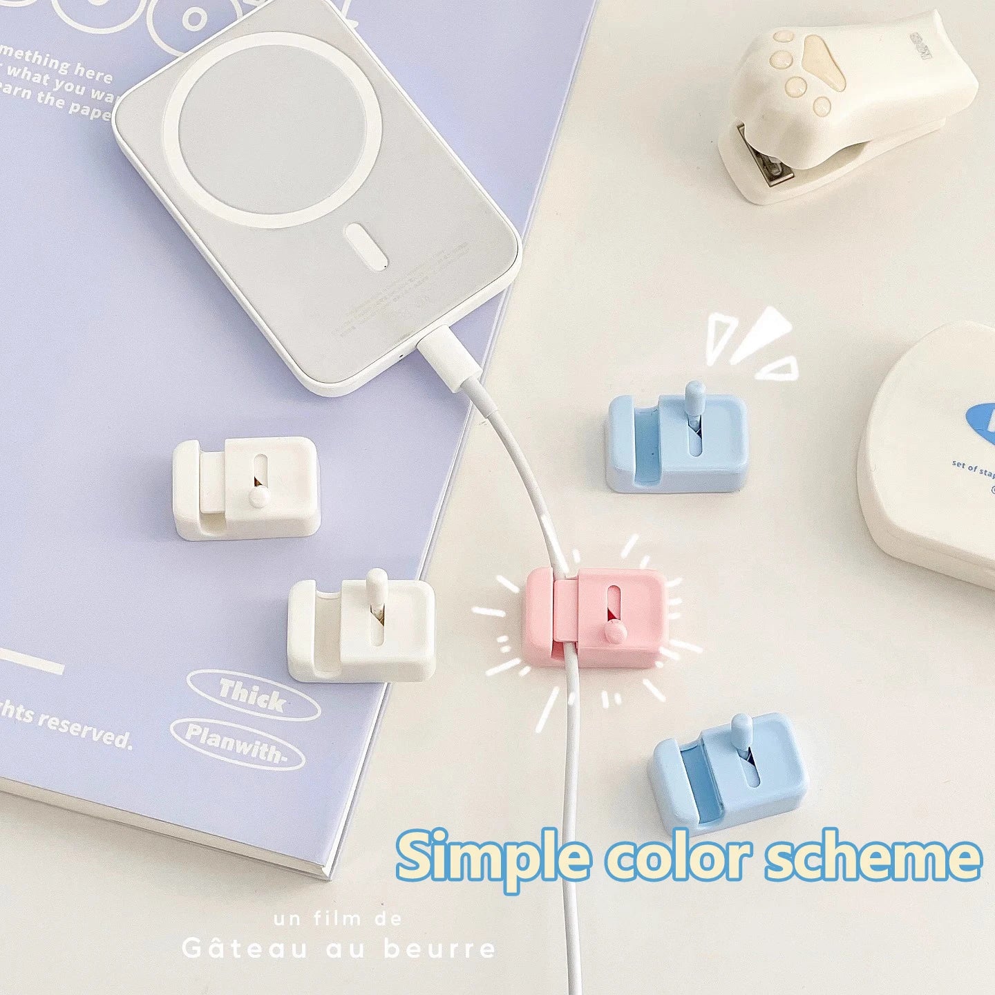 Desktop Cable Organizer – For Phone Chargers, Data Cables; Wire Management, Routing, Securing, Storage & Bundling Clips