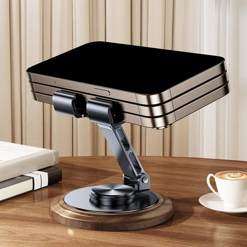 360° Rotatable Walnut Wood Phone Stand- Stylish & Versatile Desk Accessory Mobile Phone Holders & Stands
