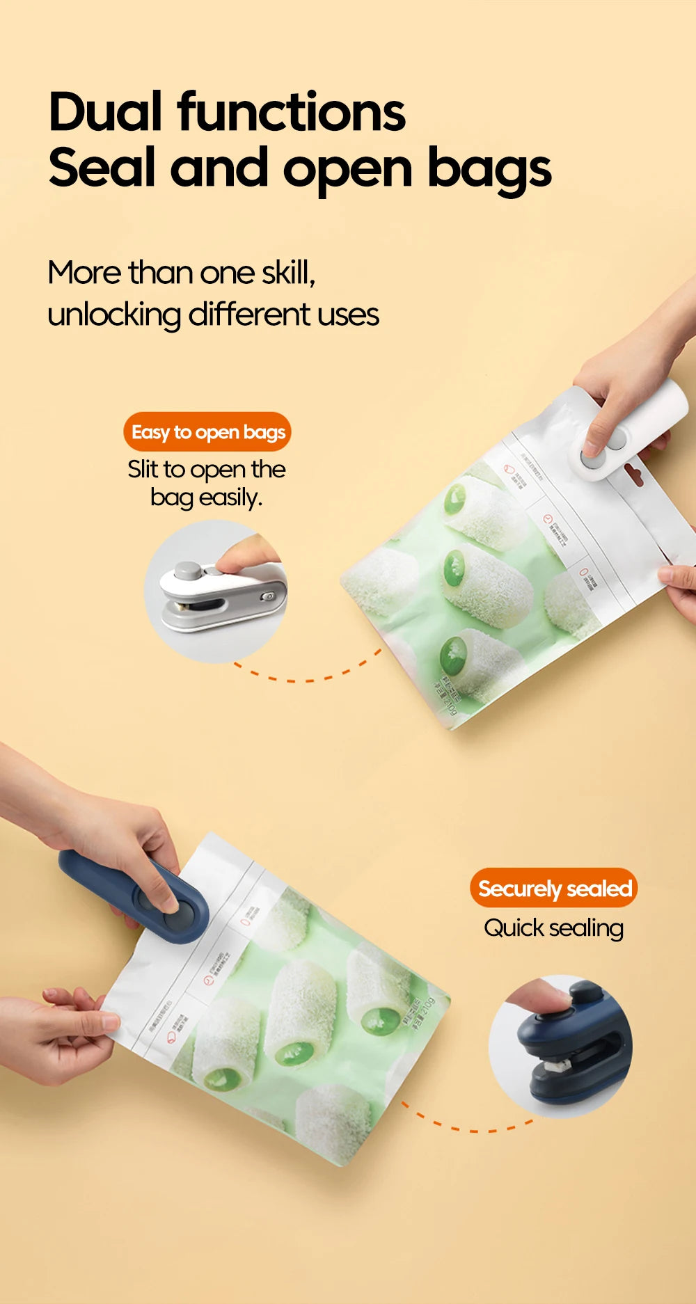 Mini Portable Bag Sealer Electric Mini Heat Bag Sealing Plastic Food Sealer Clip Bag Handheld Sealer Food Packaging Heat Sealer