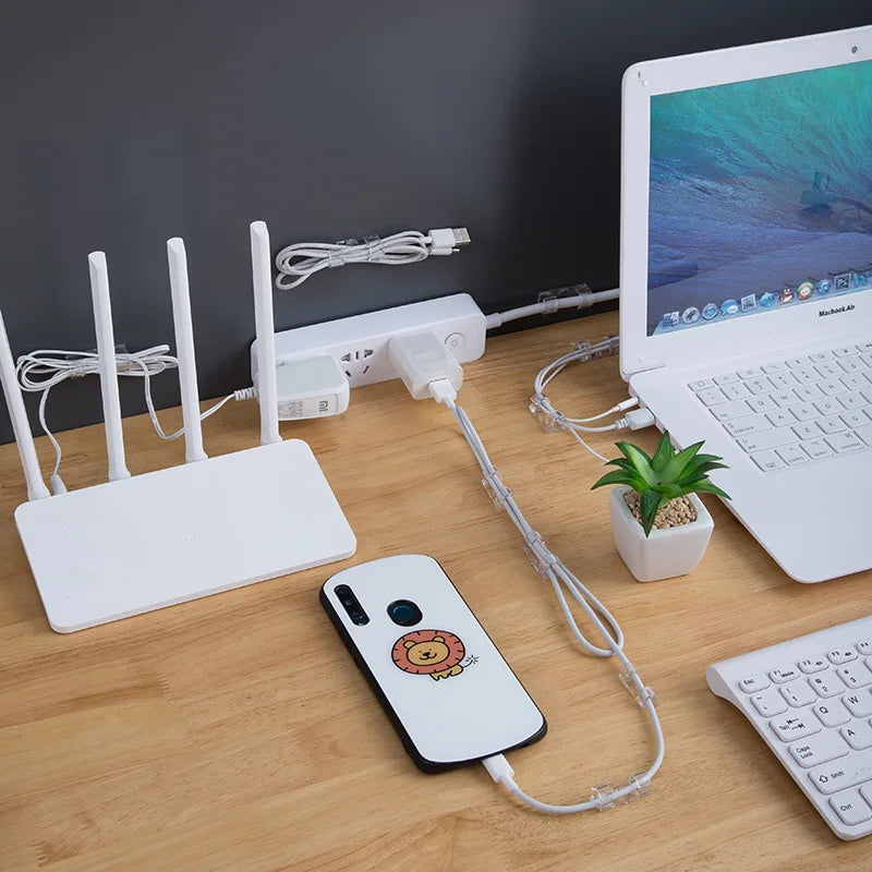 Cable Clip Organizer Drop Wire Holder Cord Management Self-Adhesive Cable Manager Fixed Clamp Wire Winder For Home Office School