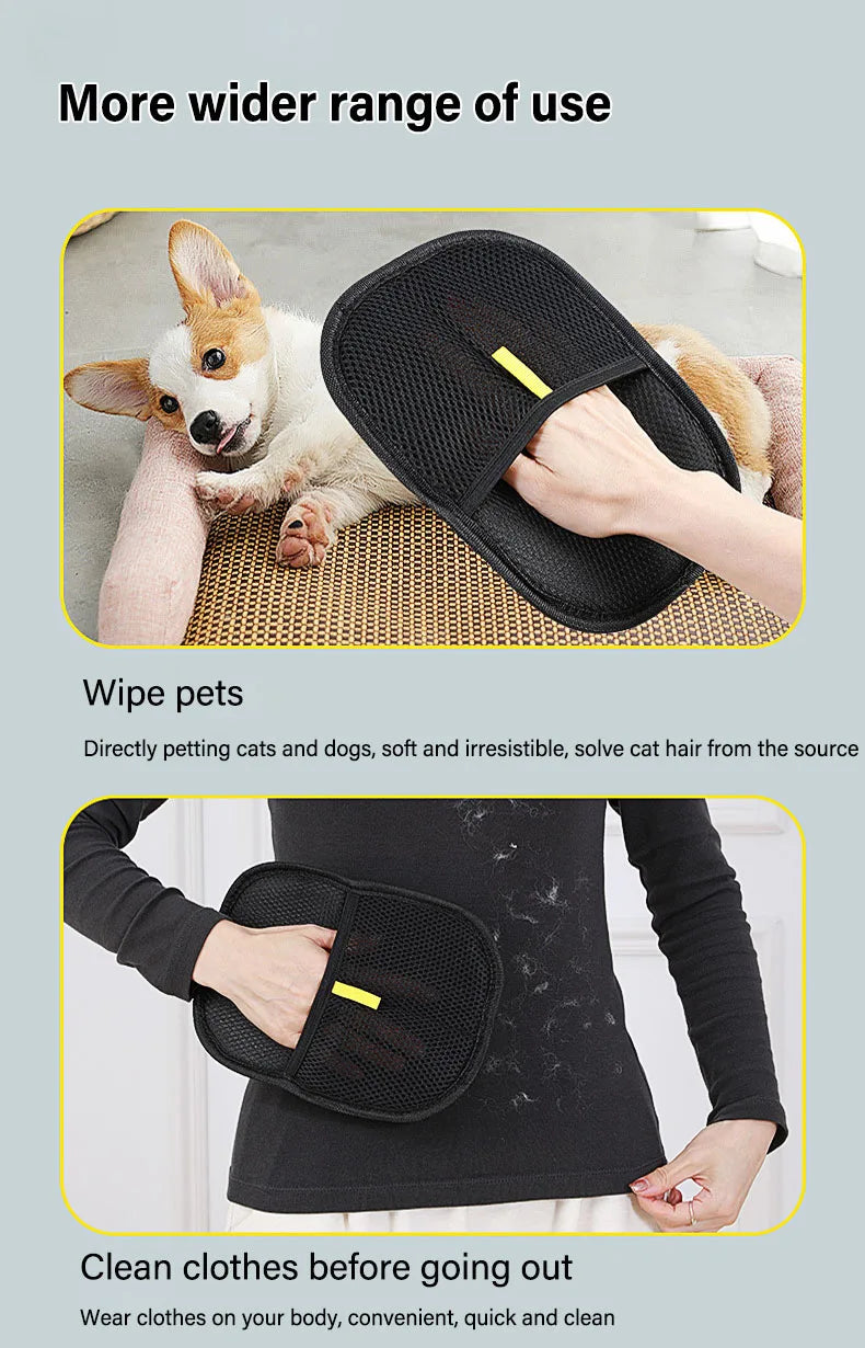 Pet Grooming Gloves Pet Hair Remover Static Dedusting Brush Removing Dog Cat Hair From Sofa Carpet Clothes Gloves Dog Supplies