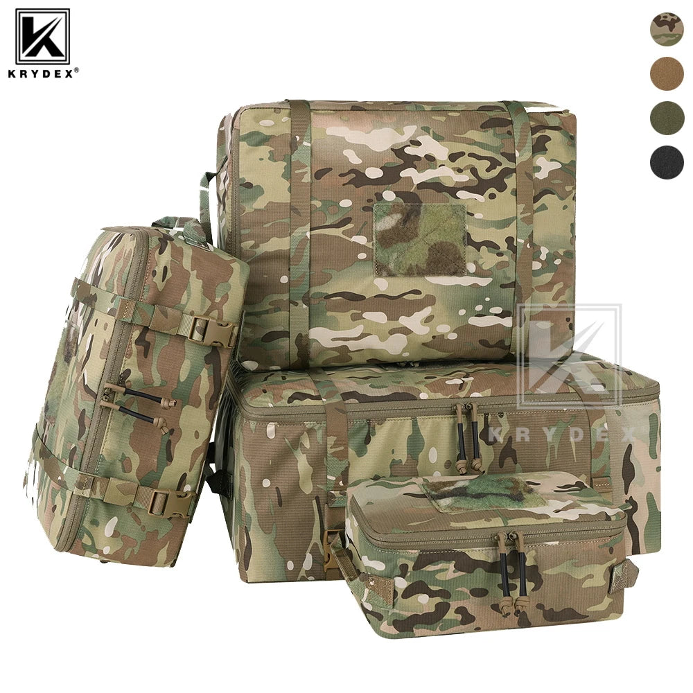 KRYDEX 4pcs Tactical Travel Packing Organizer Packing Cubes 70D Nylon Waterproof Luggage Bags Outdoor Modular Pouch Set
