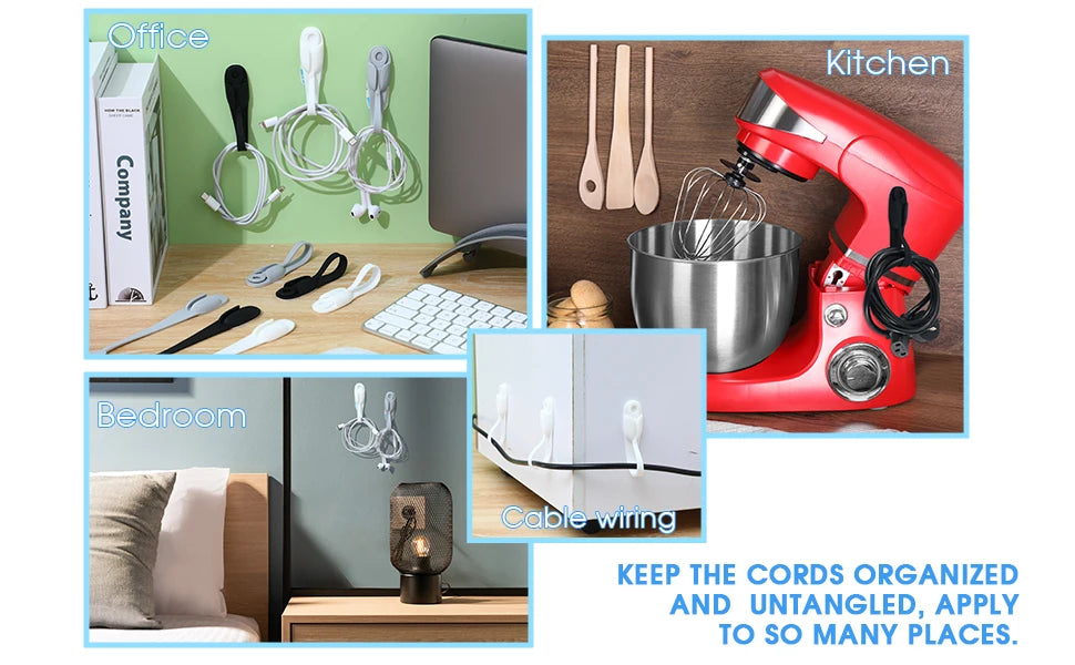 New Cord Bundlers Cord Organizer for Self Adhesive Kitchen Cord Wrapper Sticky Silicone Winder Holder Cable Organizer Data Cable