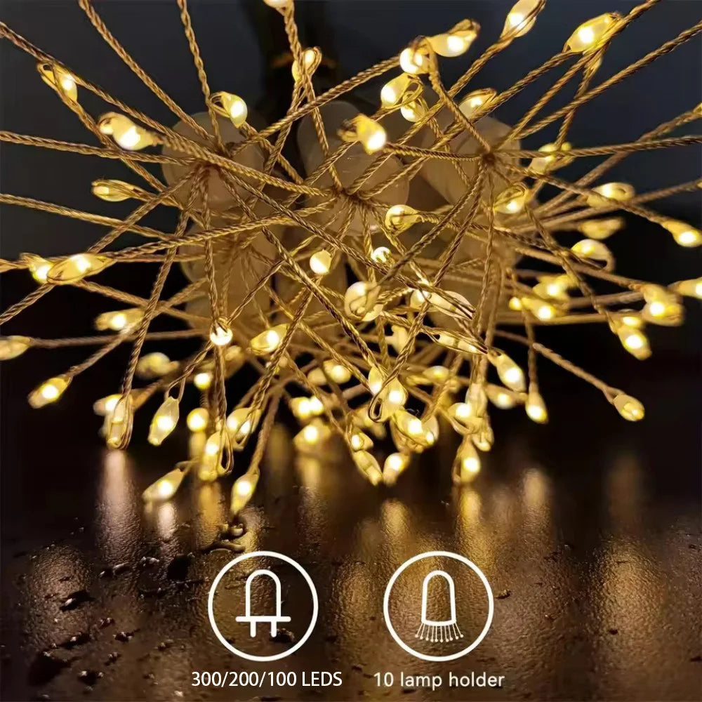 USB LED String Lights Outdoor Firework Fairy Lights 8 Modes Lighting Copper Wire LED Light for Camping Christmas Tree Decor Lamp