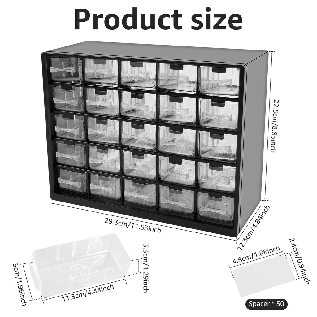 25 Drawers Stackable Storage Cabinet Tool Parts Storage Clear Organizer with Drawers Table Drawer Organizer For Screw Nut Nails