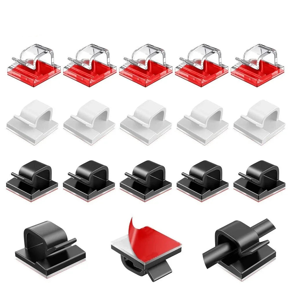 50pcs Cable Organizer Wire Cable Clips Tie Data Cord Winder Manager Self-adhesive Cable Organizer For Office Home Kitchen Desk