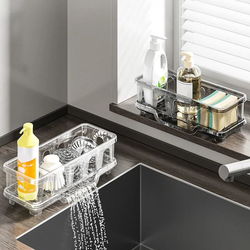 1Pcs Kitchen Sink Caddy Organizer Sink Dish Sponge Holder Drain Rack Kitchen Bathroom Shampoo Soap Storage Shelf