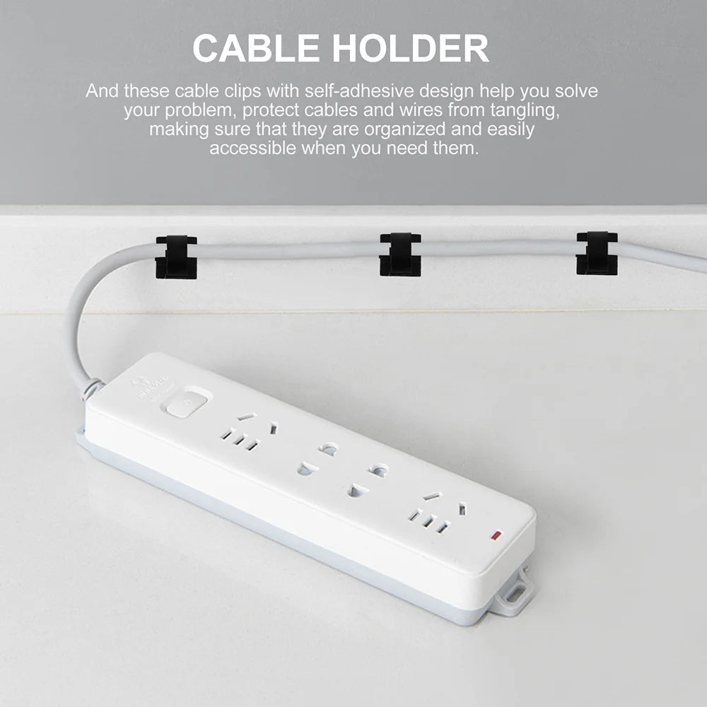 50pcs Cable Organizer Wire Cable Clips Tie Data Cord Winder Manager Self-adhesive Cable Organizer For Office Home Kitchen Desk