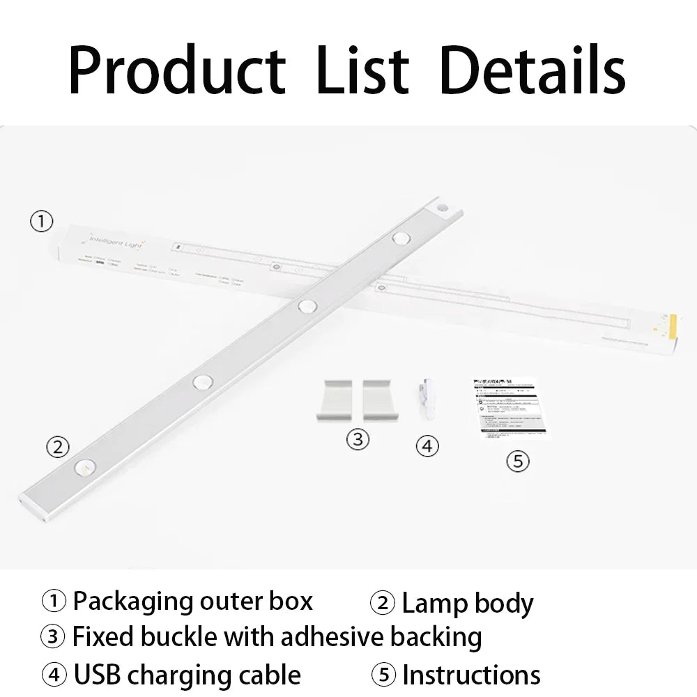 LED Motion Sensor Wireless Ultra Thin Night Light USB Rechargeable Cabinet Light For Kitchen Cabinet Bedroom Wardrobe Lighting