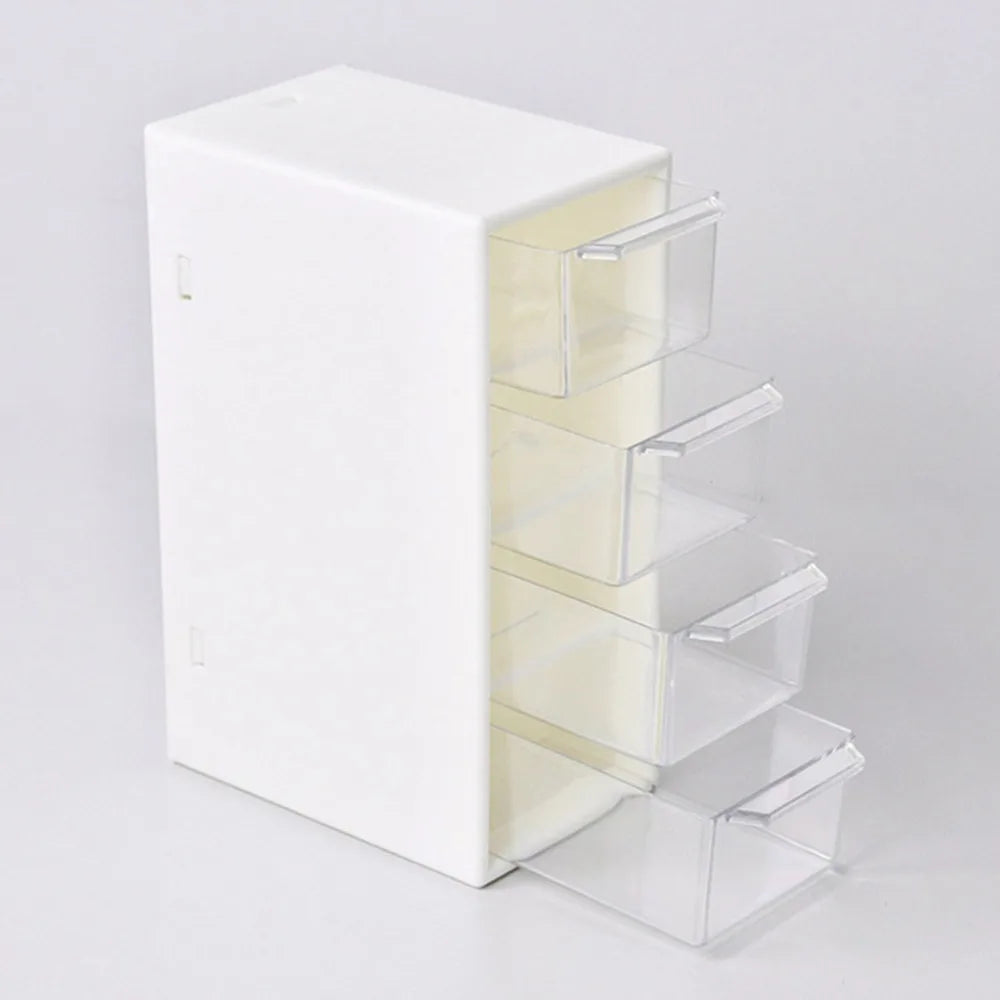Clear Desktop Storage Organizer 4 Drawer Small Size Drawer Organizer Plastic Mini Drawer Vanity Storage Box Makeup Organizer